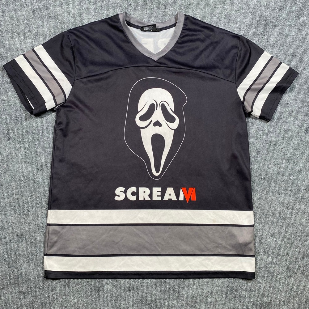 Scream Movie Ghost‎ Face Hockey Jersey T Shirt Mens Size M Black White Red 23